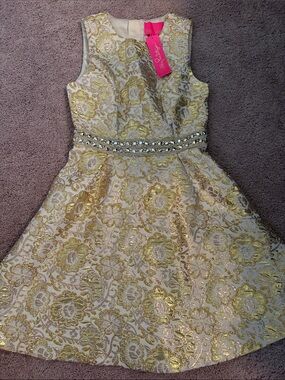 Lilly Pulitzer gold brocade special occasion dress